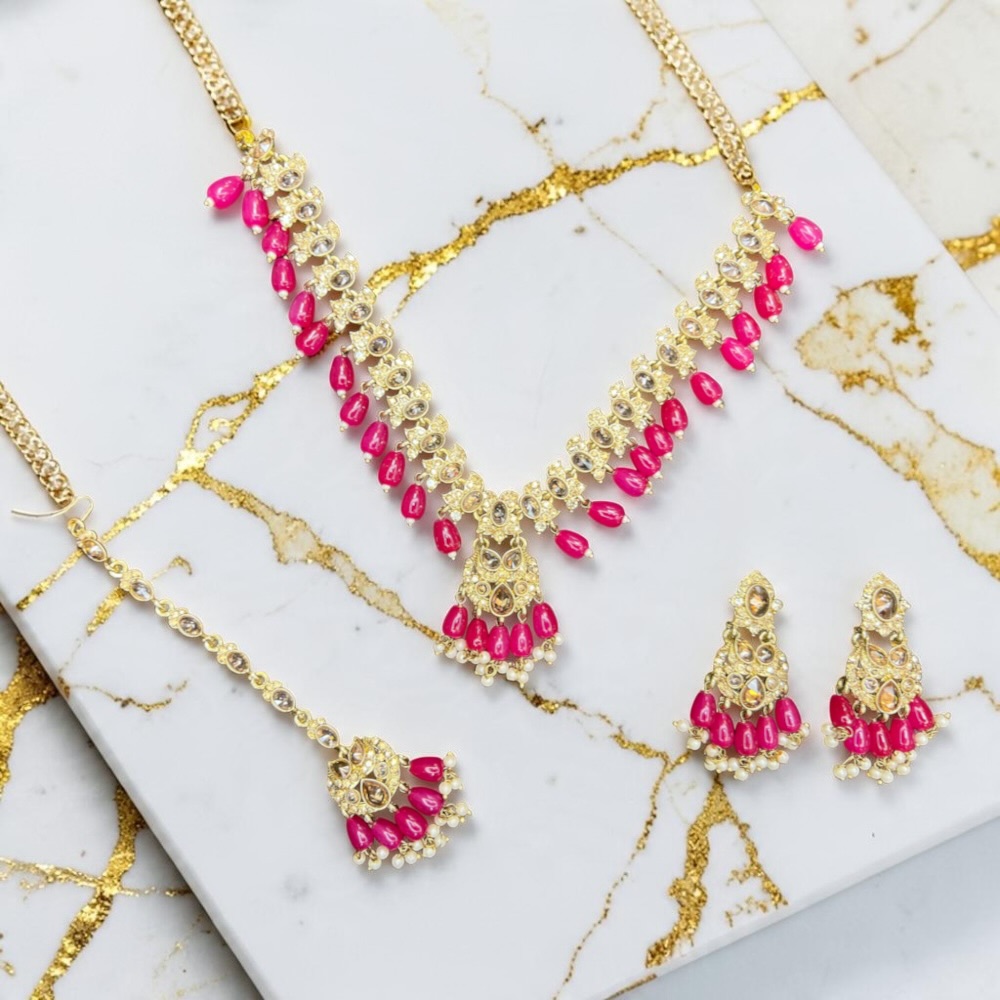 Luxury Bridal Necklace Set with Earrings and Tikka - Image 7