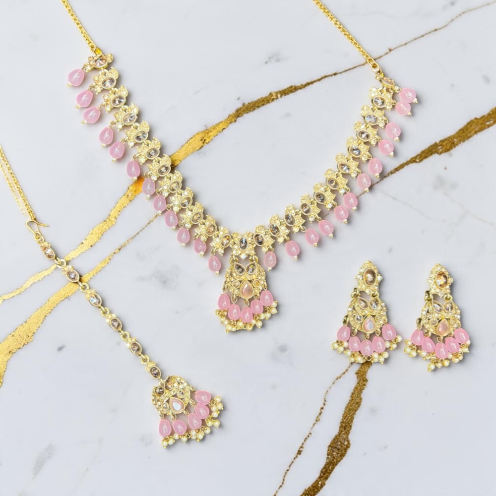 Luxury Bridal Necklace Set with Earrings and Tikka - Image 20