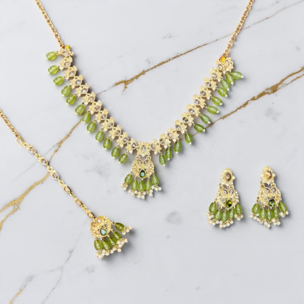 Luxury Bridal Necklace Set with Earrings and Tikka - Image 8