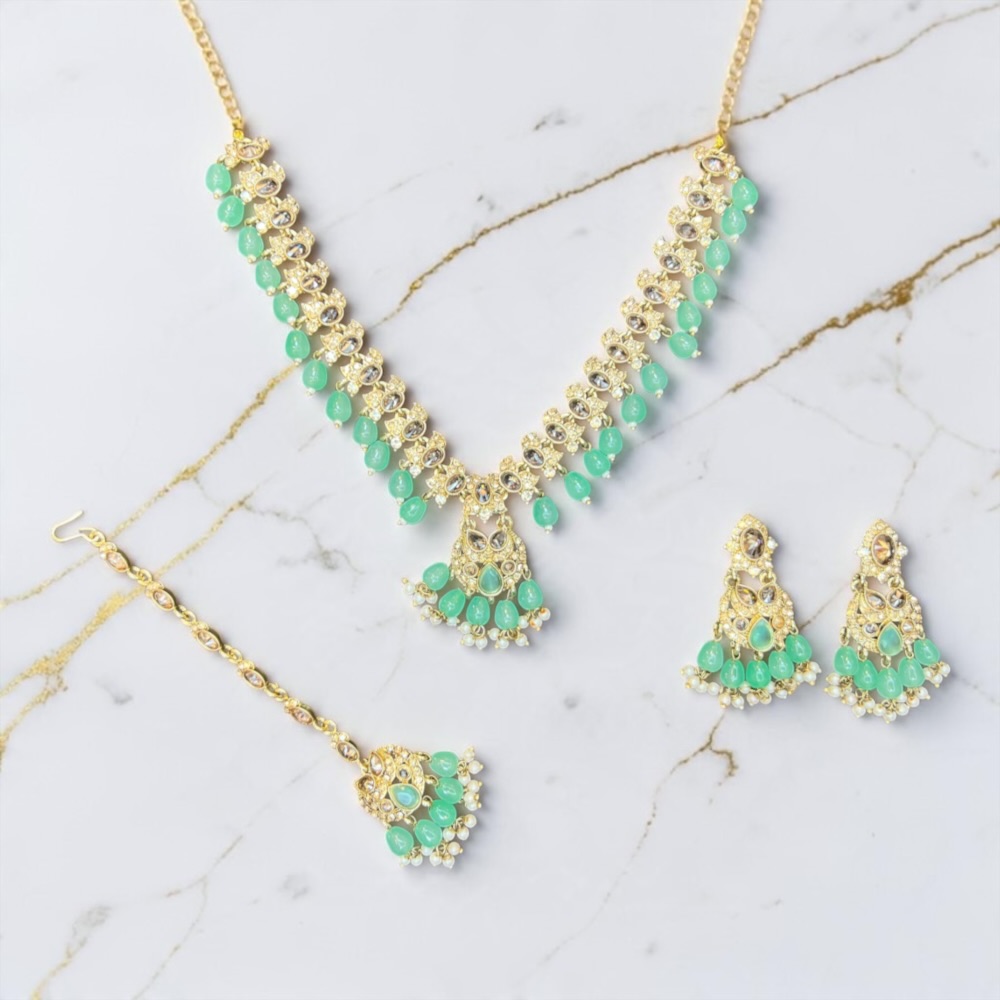 Luxury Bridal Necklace Set with Earrings and Tikka - Image 11