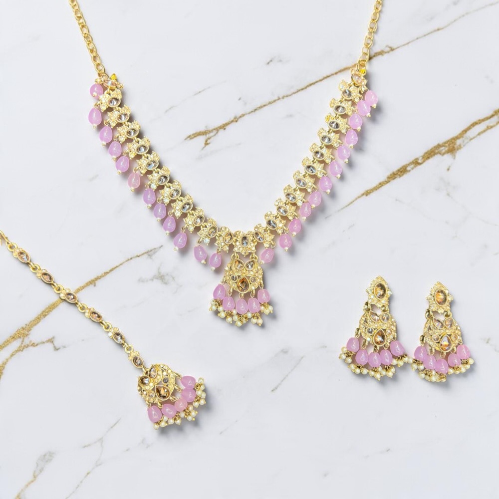 Luxury Bridal Necklace Set with Earrings and Tikka - Image 14