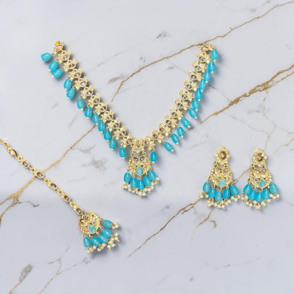 Luxury Bridal Necklace Set with Earrings and Tikka - Image 6