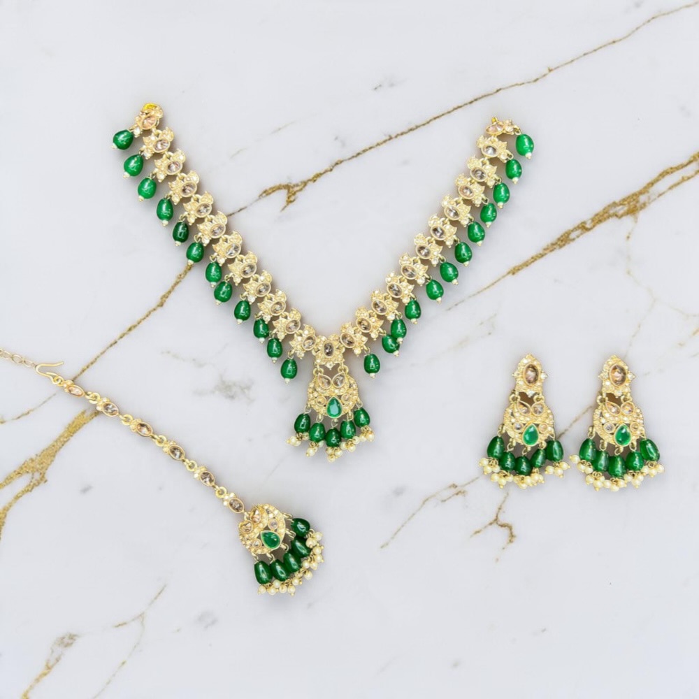 Luxury Bridal Necklace Set with Earrings and Tikka - Image 17