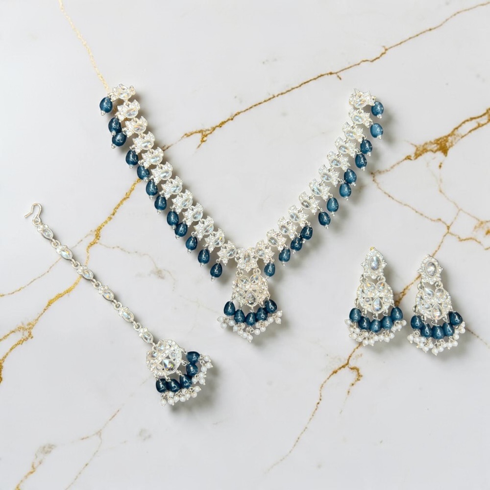Luxury Bridal Necklace Set with Earrings and Tikka - Image 9