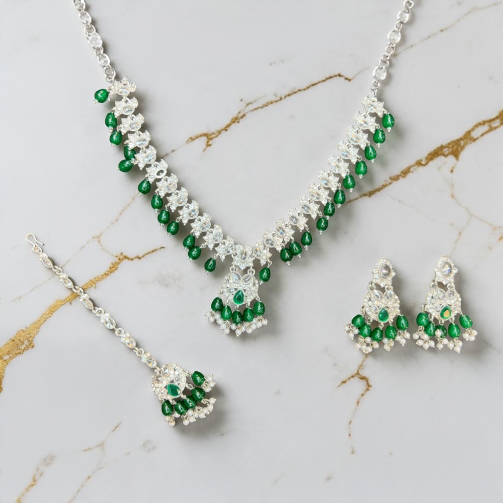Luxury Bridal Necklace Set with Earrings and Tikka - Image 16