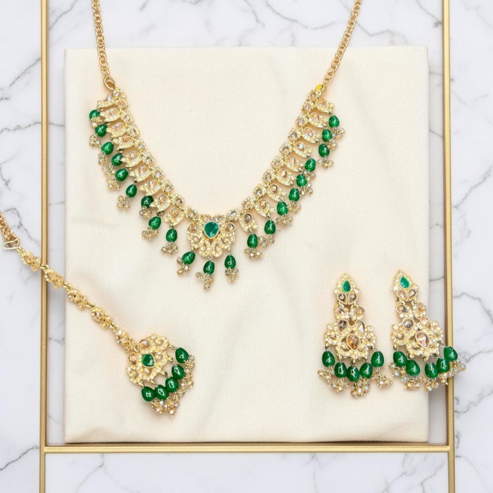 Luxury Floral Necklace Set with Earrings & Tikka | Choker Style Jewellery - Image 18