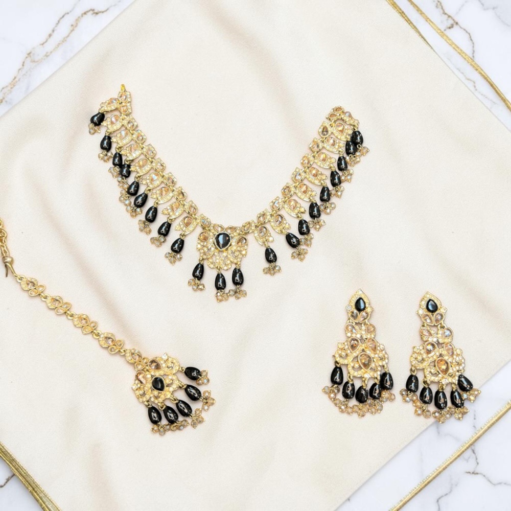 Luxury Floral Necklace Set with Earrings & Tikka | Choker Style Jewellery - Image 27