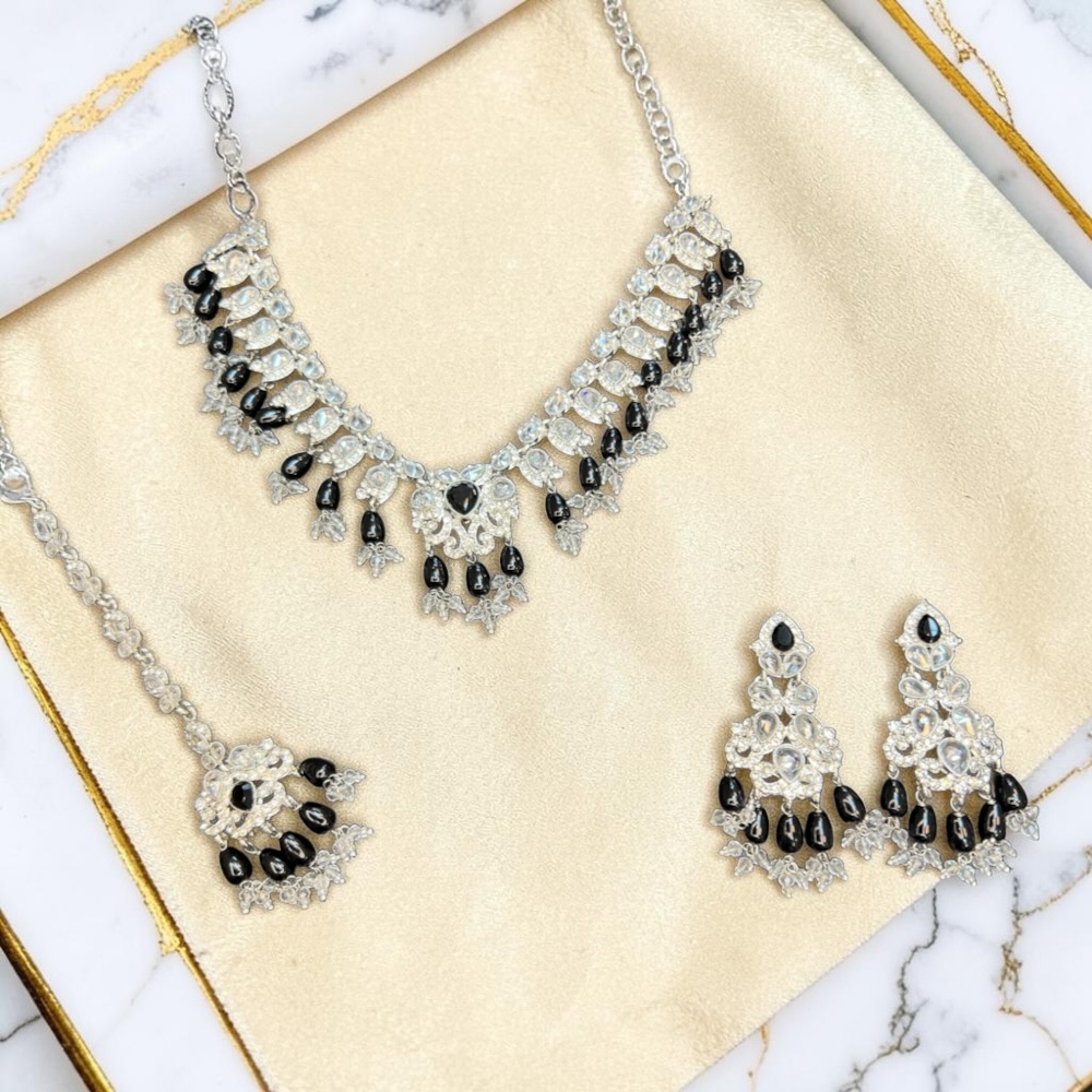Luxury Floral Necklace Set with Earrings & Tikka | Choker Style Jewellery - Image 28