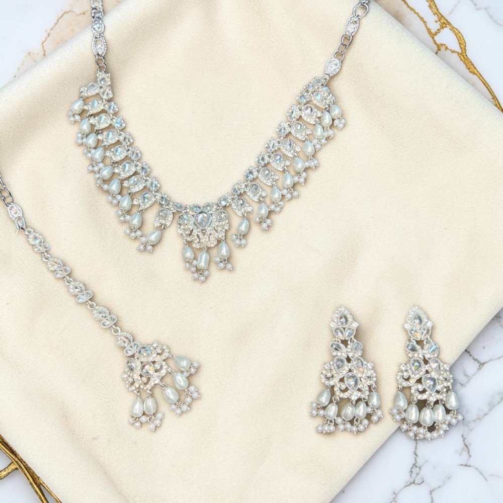 Luxury Floral Necklace Set with Earrings & Tikka | Choker Style Jewellery - Image 21